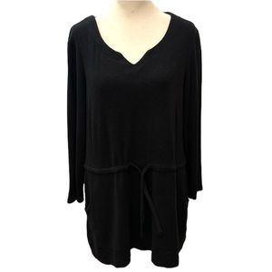 La Cera Comfort Collection Drawstring Fleece Tunic. Black. M. GUC